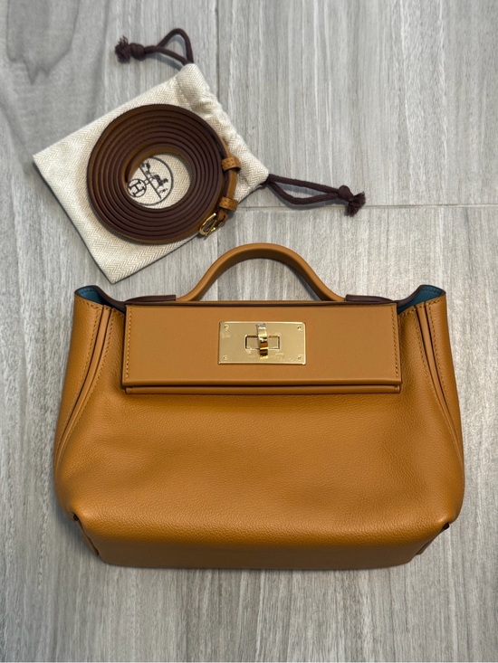 Hermes Handbags - HERMES***100% authentic 24/24 Mini Caramel/ Denim***NIB $10,500 + TAX